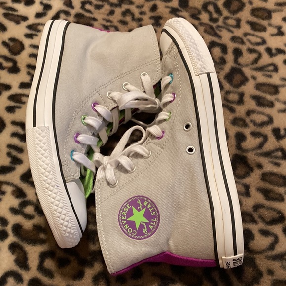 2 for $40 CONVERSE ALL STAR Shoes DOUBLE TONGUE POLKA DOT GREY Unisex Size 5 - Picture 1 of 10